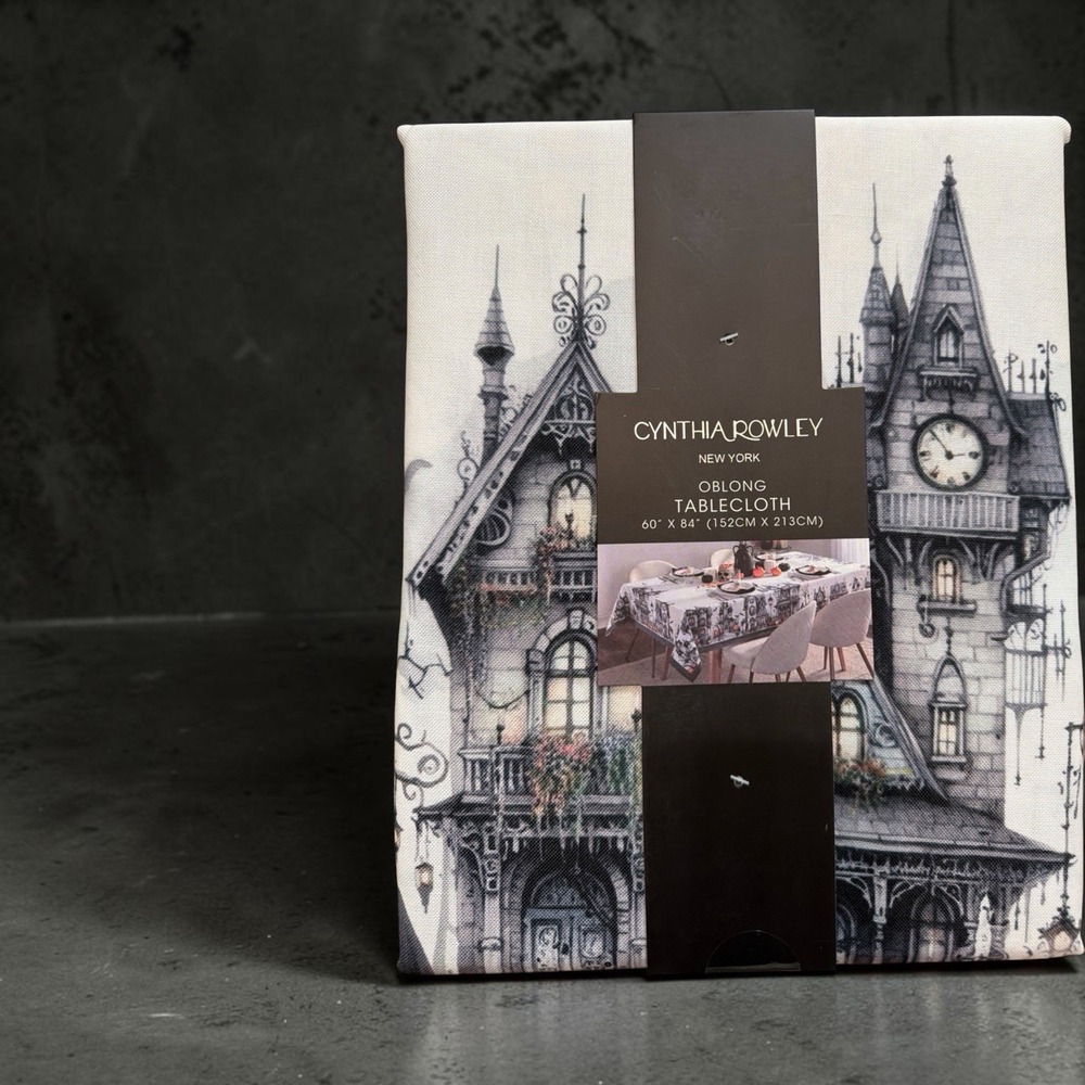 Cynthia Rowley Halloween Tablecloth Gothic Haunted House Spooky 60x84